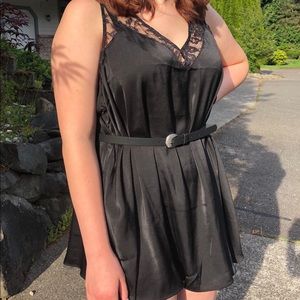 Torrid Black Lace and Satin V-neck Tank